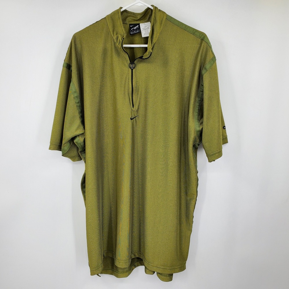 Vintage Nike Andre Agassi Quarter Zip Shirt XL Olive Green Dri-FIT 90s Tennis